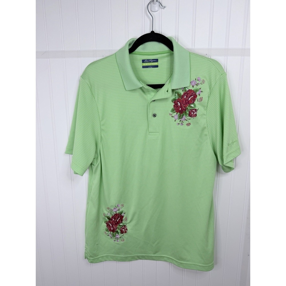 Ben Hogan Performance Polo Shirt L Green Custom Floral Embroidered Golf Shirt - Picture 2 of 16